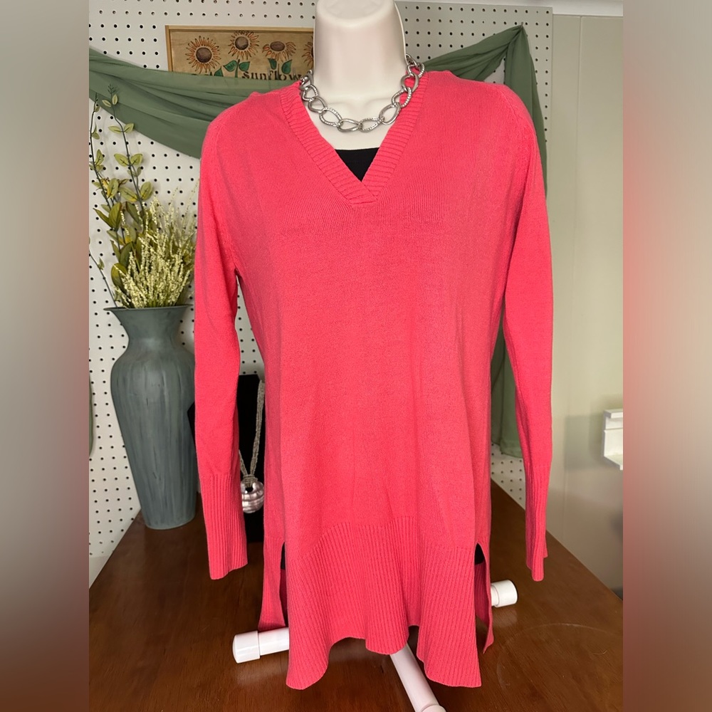 New York & Company tunic pink sweater with hood size small